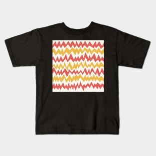 Modern minimalist zigzag extract in mustard, cream and deep coral Kids T-Shirt